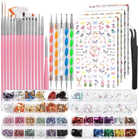 Nail Art Brushes Set, Nail Art Kit, Nail Design Kit, Nail Art Dotting Pens - Picture 1 of 7